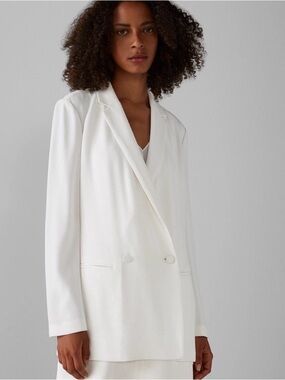 Club Monaco white relaxed deconstructed double breasted blazer minimalist sz M